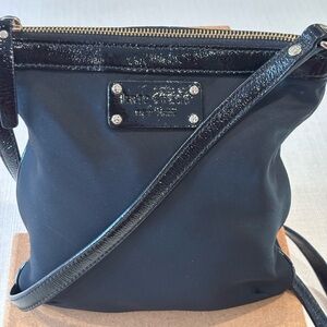 KATE SPADE Victoria Basic Nylon Black Crossbody Bag with Patent Leather Trim